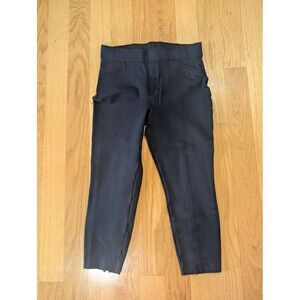 SPANX Black Ponte Cropped Leggings Pull-On Pants Faux Pockets Petite Size L/G